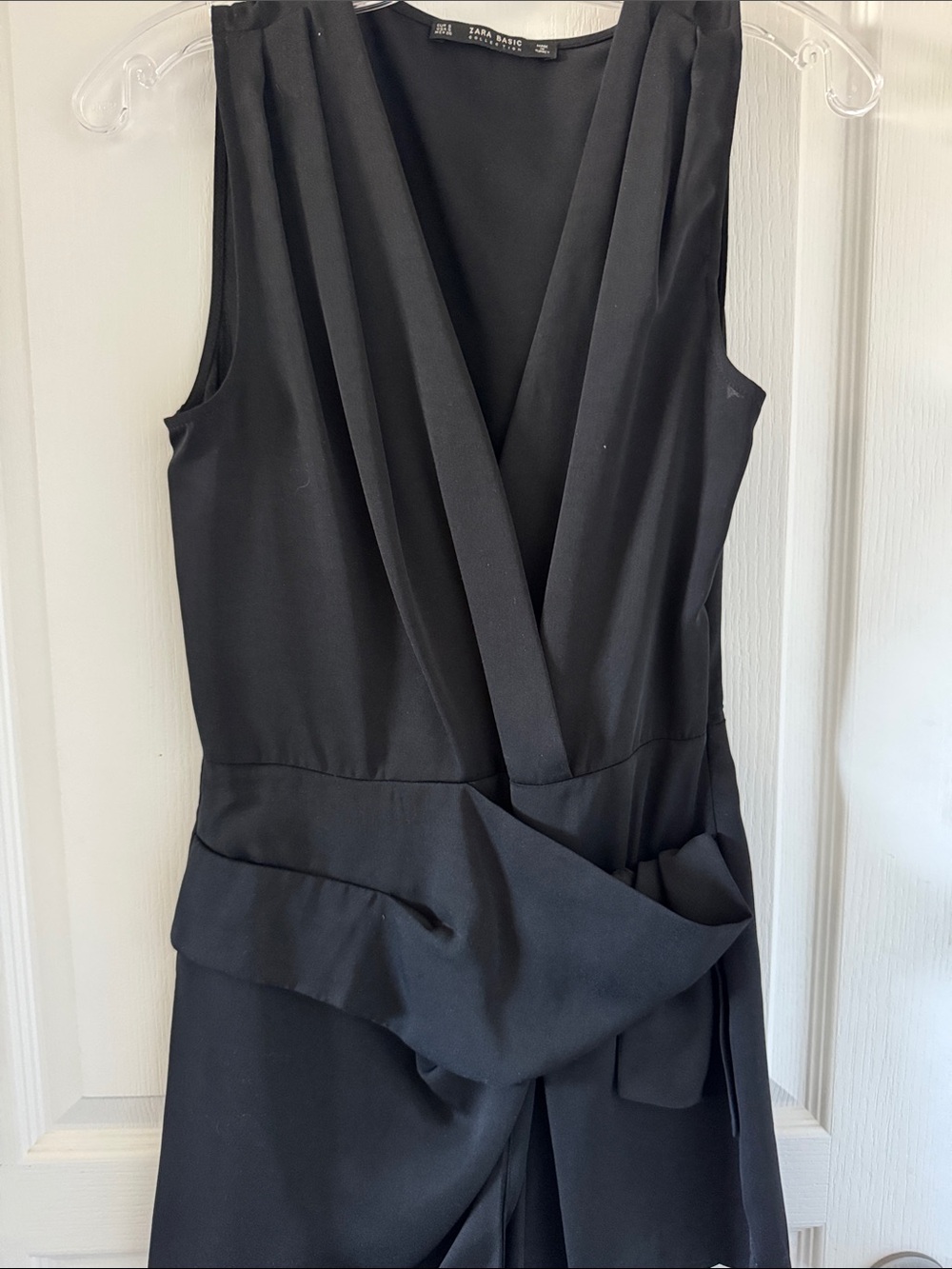 Zara Black Sleeveless Wrap-Style Jumpsuit